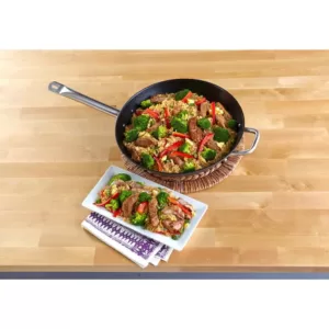 IMUSA 14 in. Light Cast Iron Pre-Seasoned Wok with Helper Handle