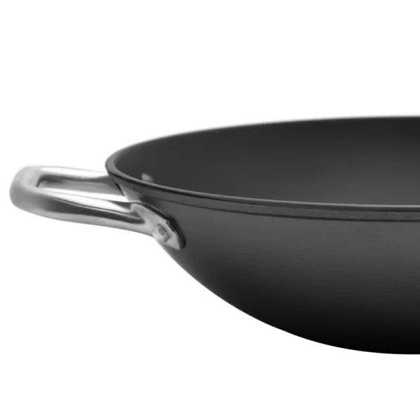 IMUSA 14 in. Light Cast Iron Pre-Seasoned Wok with Helper Handle