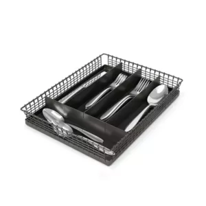 Spectrum 2 in. H x 10 in. L x 13.5 in. W Vintage 5-Divider Industrial Gray Steel Silverware Tray