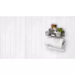 Spectrum Vintage Wall Mount Basket with Paper Towel Holder