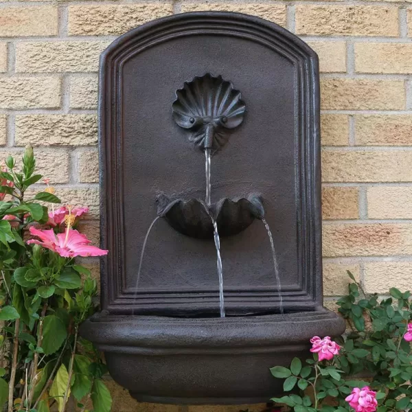 Sunnydaze Decor Seaside Iron Solar Powered Wall Fountain with Battery Backup