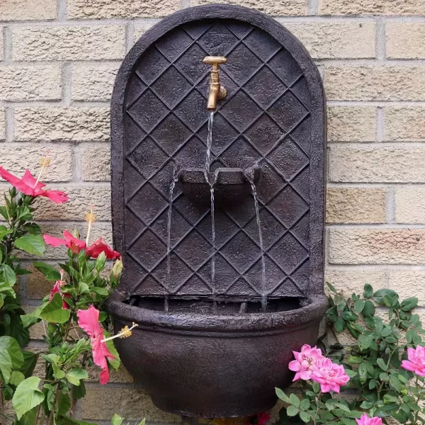 Sunnydaze Decor Messina Resin Iron Electric Outdoor Wall Fountain