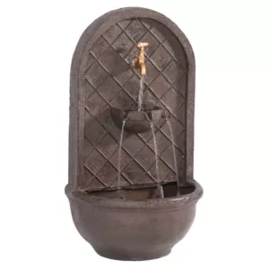 Sunnydaze Decor Messina Resin Iron Finish Solar Outdoor Wall Fountain