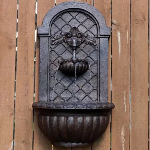 Sunnydaze Decor Venetian Resin Iron Solar-On-Demand Outdoor Wall Fountain