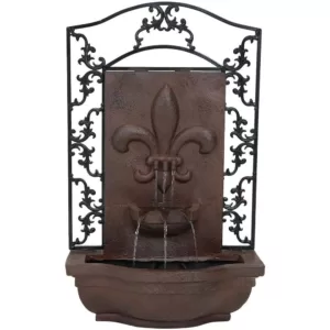 Sunnydaze Decor French Lily Electric Powered Outdoor Wall Fountain in Iron