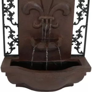 Sunnydaze Decor French Lily Electric Powered Outdoor Wall Fountain in Iron