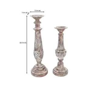 Home Decorators Collection Home Decorators Collection White Washed Wood Candle Holder (Set of 2)