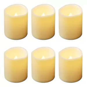 LUMABASE LED Amber Battery Operated Mini Pillar Candles Set of 6