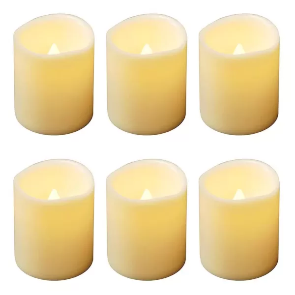 LUMABASE LED Amber Battery Operated Mini Pillar Candles Set of 6