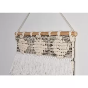 LR Home Fringed Bohemian Neutral Ivory / Natural Tasseled Wall Tapestry