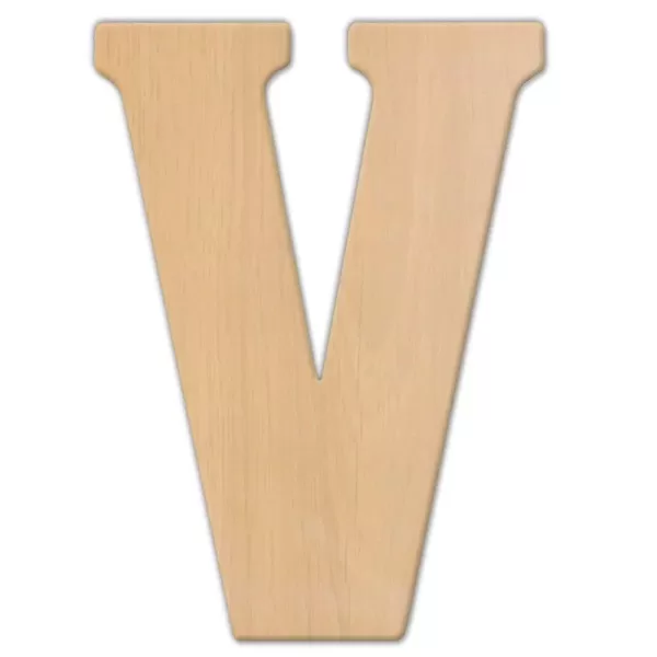 Jeff McWilliams Designs 15 in. Oversized Unfinished Wood Letter (V)