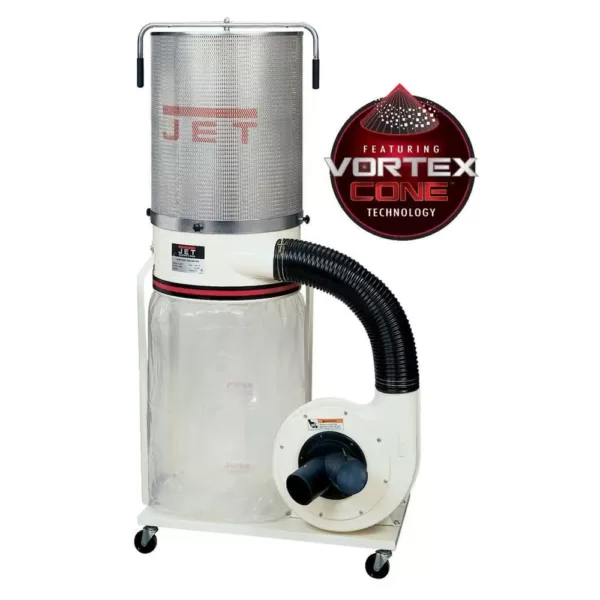 Jet 1.5 HP 1100 CFM 4 or 6 in. Dust Collector with Vortex Cone and 2-Micron Canister Kit, 115/230-Volt, DC-1100VX-CK