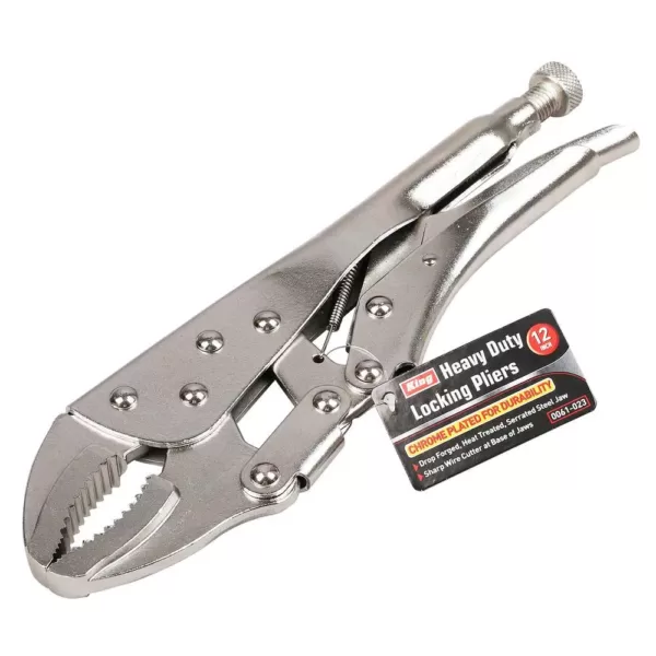 KING 12 in. Heavy-Duty Locking Pliers, Curved Jaw