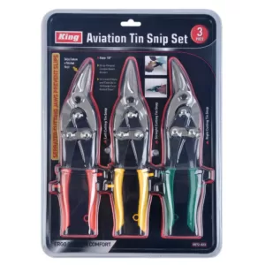 KING Straight-Cut Left-Cut and Right-Cut Aviation Tin Snip Set (3-Pieces)