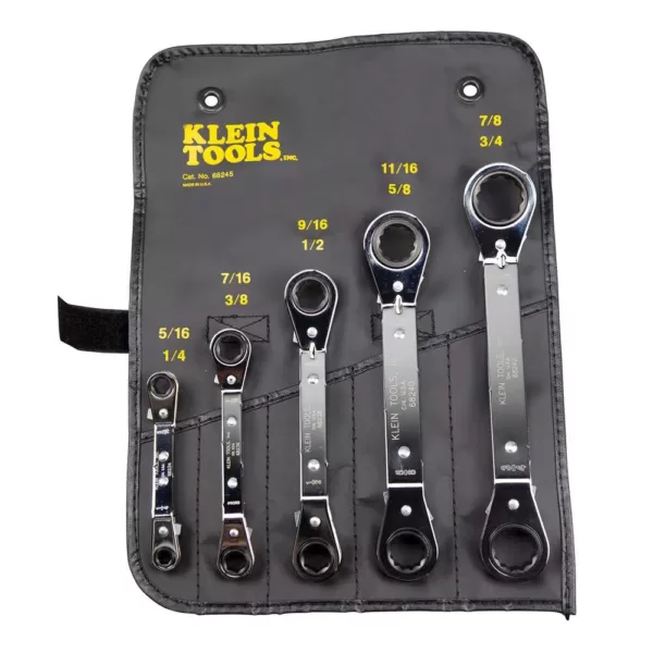 Klein Tools 5-Piece Fully Reversible Ratcheting Offset Box Wrench Set