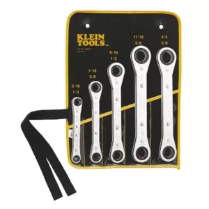 Klein Tools 5-Piece Fully Reversible Ratcheting Offset Box Wrench Set