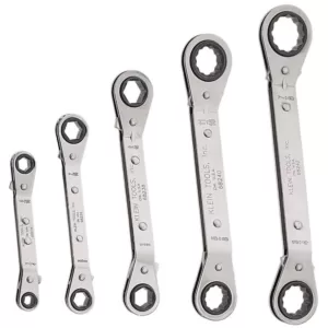 Klein Tools 5-Piece Fully Reversible Ratcheting Offset Box Wrench Set