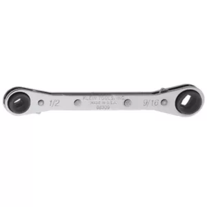 Klein Tools 3/16 in. and 1/4 in. Square x 1/2 in. and 9/16 in. Hex Ratcheting Refrigeration Wrench