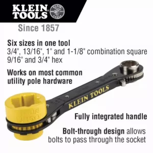 Klein Tools 5-in-1 Ratcheting Lineman's Wrench