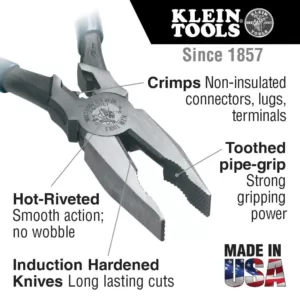 Klein Tools 8 in. Journeyman Universal Side Cutting Crimping  Pliers