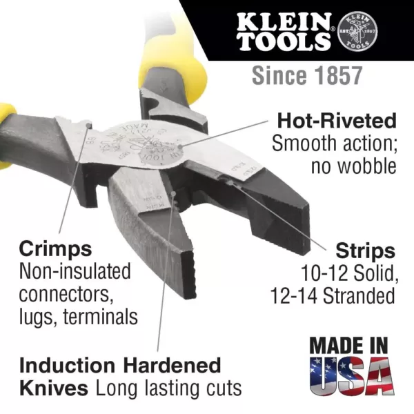 Klein Tools 9 in. High-Leverage Side Cutting Pliers with Wire Stripper/Crimper