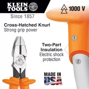 Klein Tools 9 in. Insulated Side Cutting Crimping Pliers