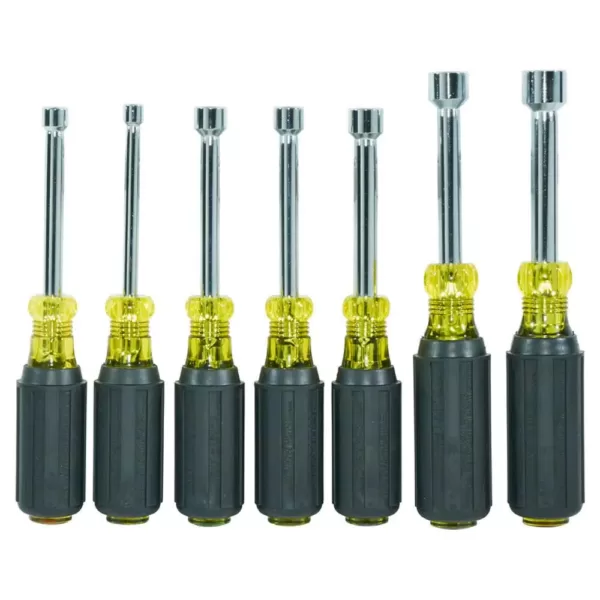 Klein Tools 7-Piece Magnetic Nut Driver Set with 3 in. Hollow Shafts- Cushion Grip Handles