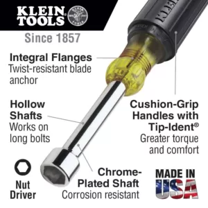 Klein Tools 1/2 in. Nut Driver with 3 in. Shaft- Cushion Grip Handle