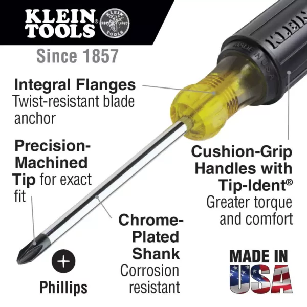 Klein Tools #1 Phillips Head Screwdriver with 3 in. Round Shank- Cushion Grip handle