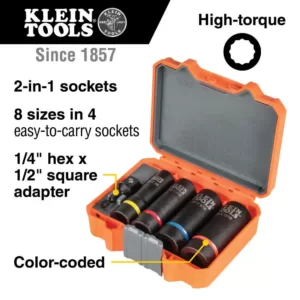 Klein Tools 2-In-1 Impact Socket Set, (5-Piece)