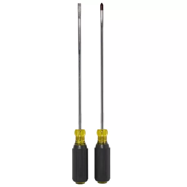 Klein Tools 2-Piece Assortd Scredriver Set with 10 in. Shank- Cushion Grip Handles