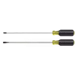 Klein Tools 2-Piece Assortd Scredriver Set with 10 in. Shank- Cushion Grip Handles