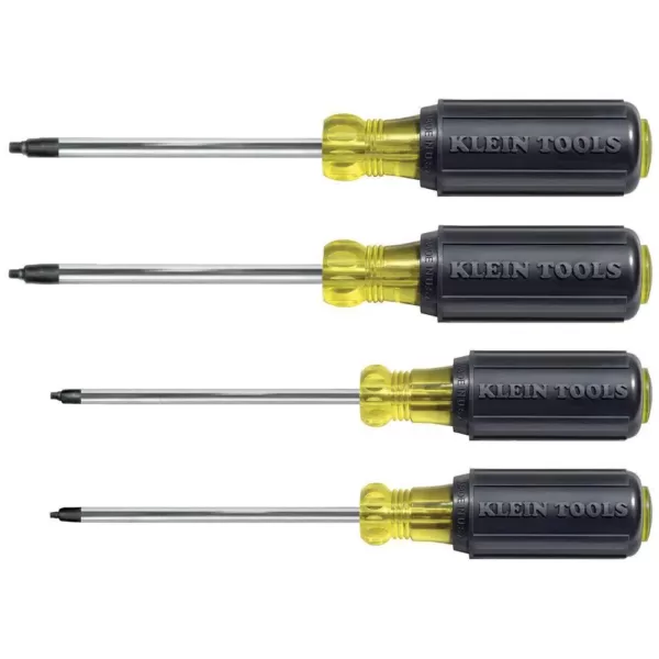 Klein Tools 4-Piece Square Recess Screwdriver Set- Cushion Grip Handles