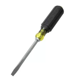 Klein Tools 1/4 in. Flat Head Screwdriver with 4 in. Square Shank- Cushion Grip Handle