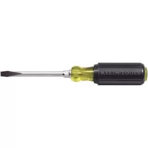 Klein Tools 1/4 in. Keystone-Tip Flat Head Screwdriver with 4 in. Round Shank-Cushion Grip Handle