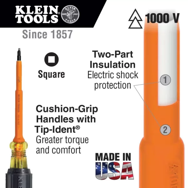 Klein Tools #2 11-5/16 in. Insulated Square Screwdriver