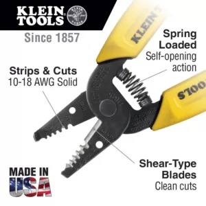 Klein Tools 6-1/4 in. Wire Stripper and Cutter for 10-18 AWG Solid Wire