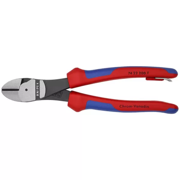 KNIPEX 8 in. Angled High Leverage Diagonal Cutting Pliers with Dual-Component Comfort Grips and Tether Attachment