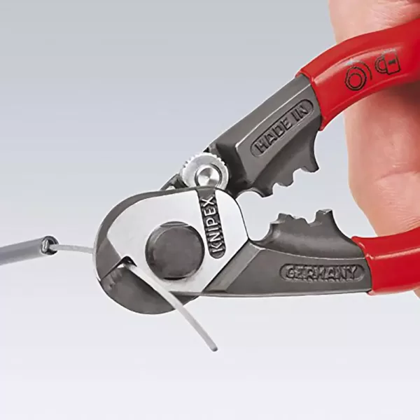 KNIPEX 7-1/2 in. Wire Rope Cutters with Dual-Comfort Grip Handles and Tether Attachment