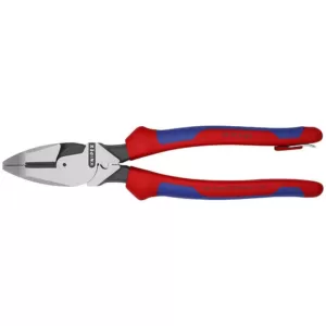 KNIPEX 9-1/2 in. Ultra-High Leverage Lineman's Pliers with Fish Tape Puller, Crimper and Tether Attachment