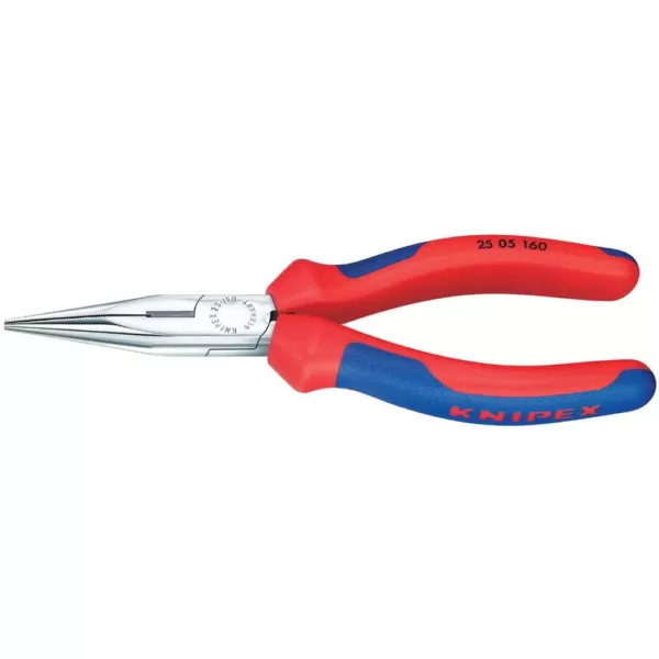 KNIPEX 6-1/4 in. Long Nose Pliers with Cutter Comfort Grip and Chrome Plating