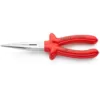 KNIPEX 8 in. 1000-Volt Insulated Long Nose Pliers with Cutter and Chrome Plating in Red