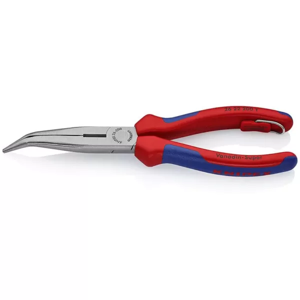 KNIPEX 8 in. Angled Long Nose Pliers with Side Cutter and Dual-Component Comfort GripsTether Attachment