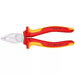 KNIPEX 7-1/4 in. Insulated Combination Pliers with Comfort Grip and Chrome Finish