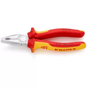 KNIPEX 7-1/4 in. Insulated Combination Pliers with Comfort Grip and Chrome Finish