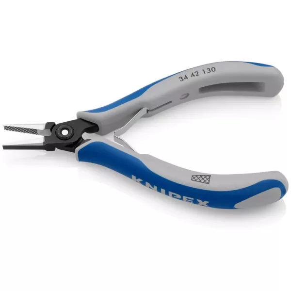 KNIPEX 5-1/4 in. Precision Electronics Gripping Pliers with Flat, Wide Jaws and Multi-Component Handles