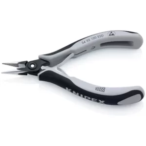 KNIPEX 5-1/4 in. Precision Electronics Gripping Pliers with Half-Round, Cross Hatched Jaws and ESD Handles