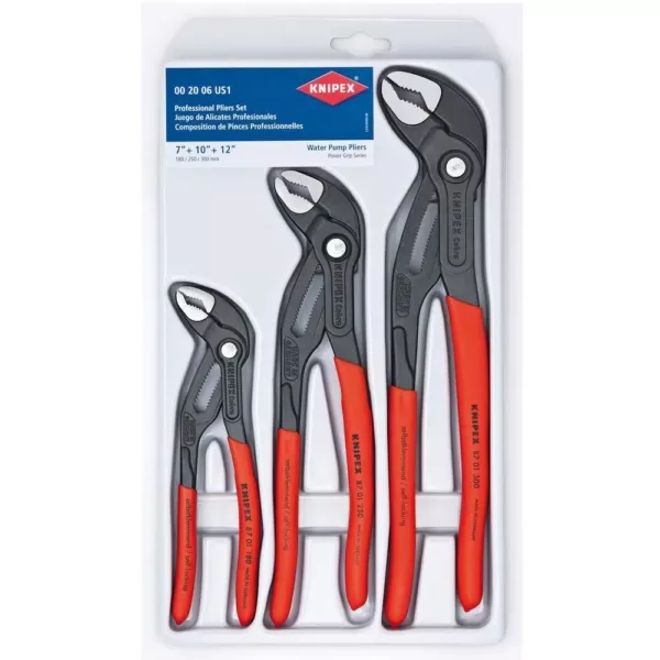 KNIPEX 7, 10, and 12 in. Cobra Water Pump Pliers Set (3-Piece)