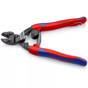 KNIPEX 8 in. Angled CoBolt Mini Bolt Cutters with Opening Spring Locking Lever Comfort Grips and Tether Attachment