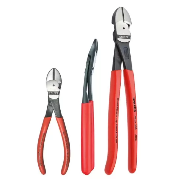 KNIPEX 3-Piece Forged Steel Diagonal Pliers Set with 64 HRC Cutting Edge